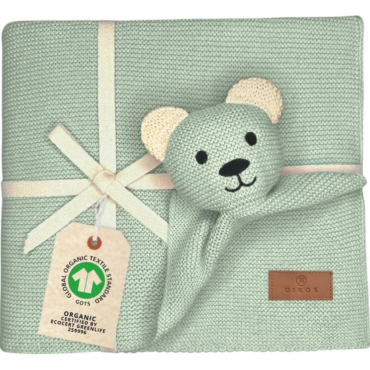 Babydecke DIKOS® Babydecke SCHMUSE-Bär Baby Geschenk Mädchen Junge Geschenkset, DIKOS, Geschenk zur Geburt, PREMIUM Qualität, 100 % BIO Baumwolle, nachhaltig – Bild 1