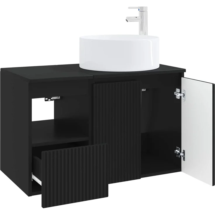 vidaXL Badezimmerschrank-Set 2 stk. Schwarz 79,5 x 44,5 x 80 cm 3404105 – Bild 4