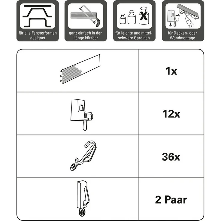 Gardinia Vorhangschiene Flexline schwarz 350 cm – Bild 2