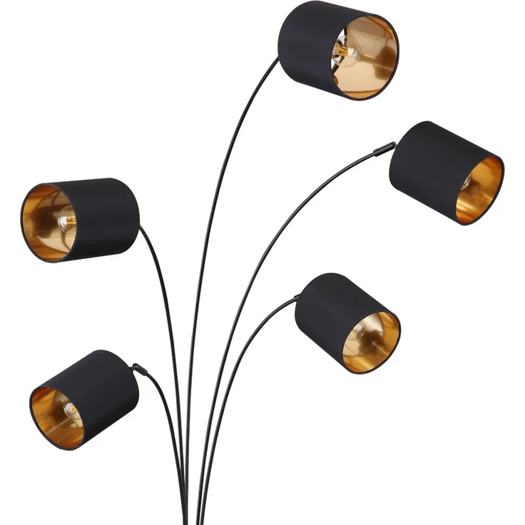 RGB LED Stehlampe, schwarz-gold, Textilschirme schwenkbar, H 204 cm – Bild 10