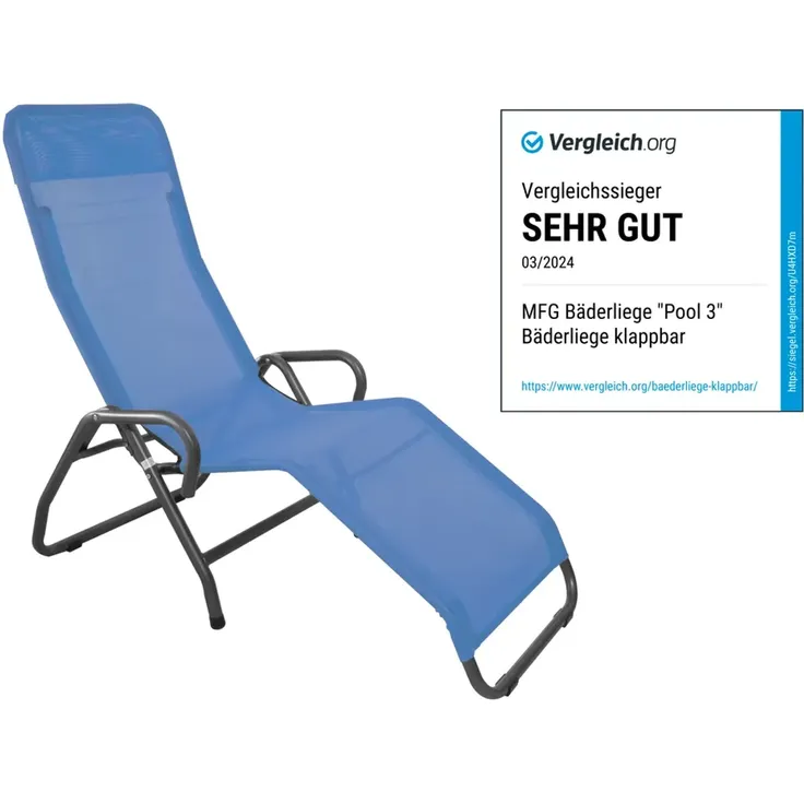 MFG 'Pool 3' Bäderliege klappbar, Textilbezug blau, 190 x 55 cm – Bild 2