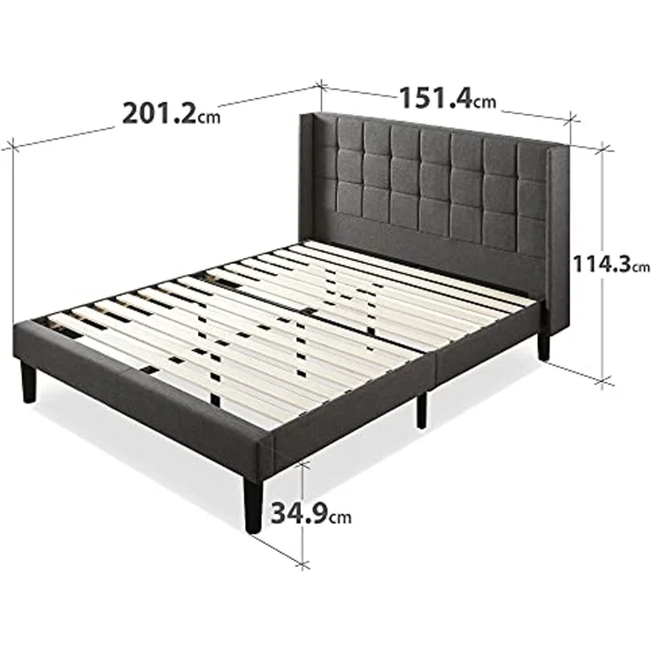Zinus Upholstered Square Stitched Wingback Plattform Bed Double – Bild 2