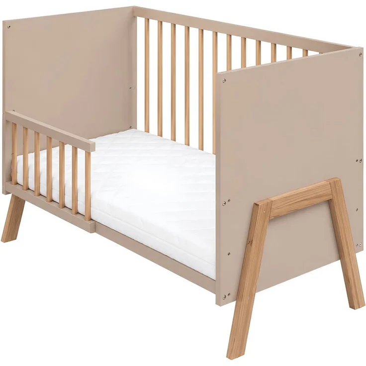 Baby-Delux Babybett Juna Kiefer umbaugitter, Kinderbett 60x120 umbaubar Schutzgitter Matratze – Bild 4