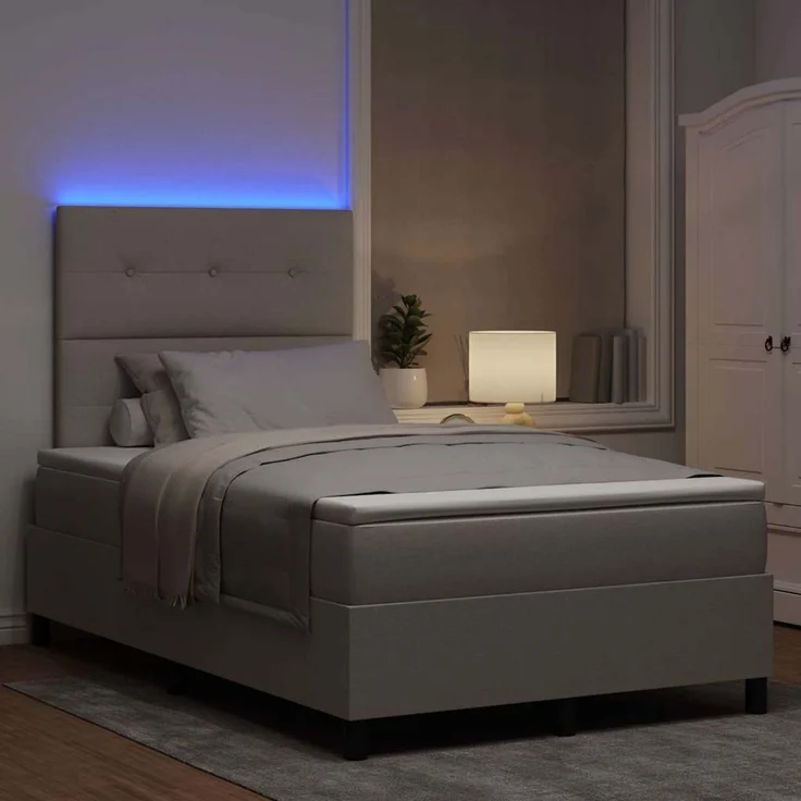 vidaXL Boxspringbett mit LED-Lichtleisten Taupe 120 x 190 cm Stoff 3342855 – Bild 5