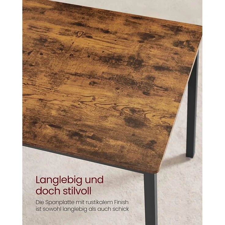 VASAGLE Esstisch, Küchentisch-Set, 110 x 70 x 75 cm, mit 2 Bänken je 97 x 30 x 50 cm, Metallgestell, für Küche, Wohnzimmer, Esszimmer, Industrie-Desig [KDT070B01] – Bild 7