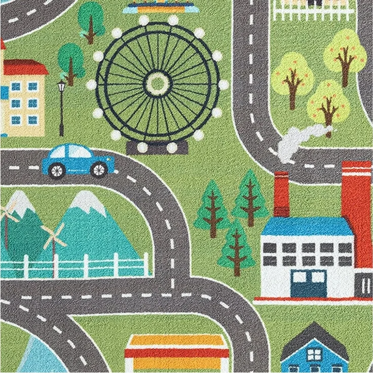 Carpetia Teppich Kinder Spielmatte mit Blick auf die Stadt in der Natur in grün, Rechteckig, Höhe: 12 mm – Bild 2