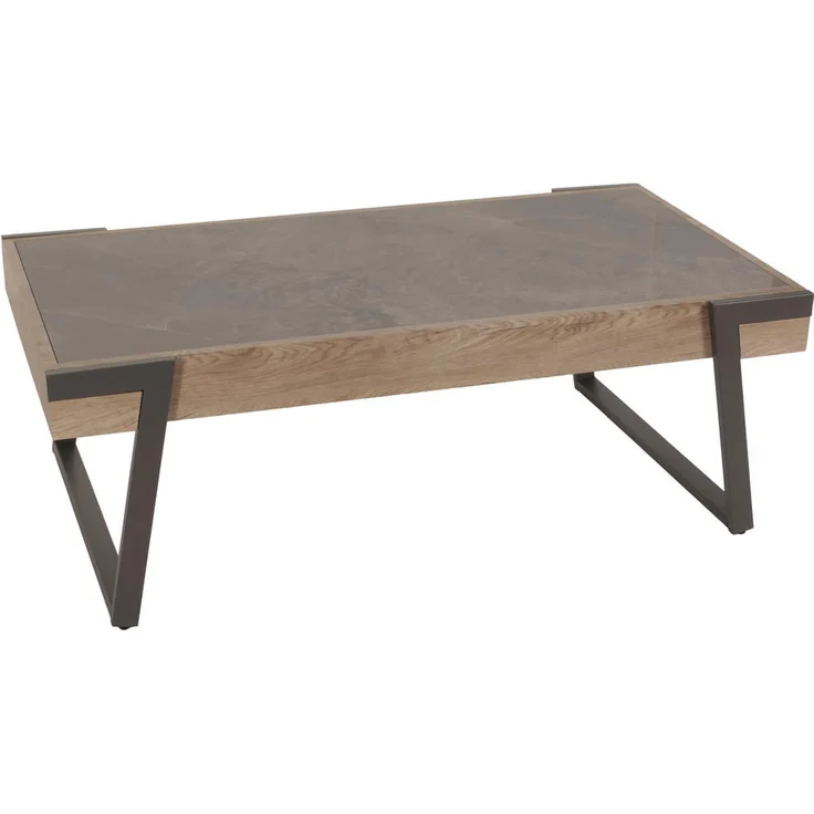 MCW Couchtisch L89, Grau, aus hochwertigem Sinterstein, 120x43x64 cm, kratzfest und abriebfest, mit pulverbeschichtetem Eisen-Gestell