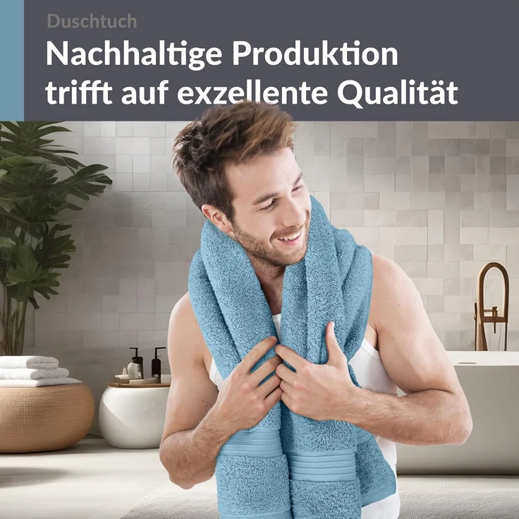 Lashuma Duschtuch Linz, Frottee (1-St), Baumwoll Badetuch blau 70x140 cm – Bild 4