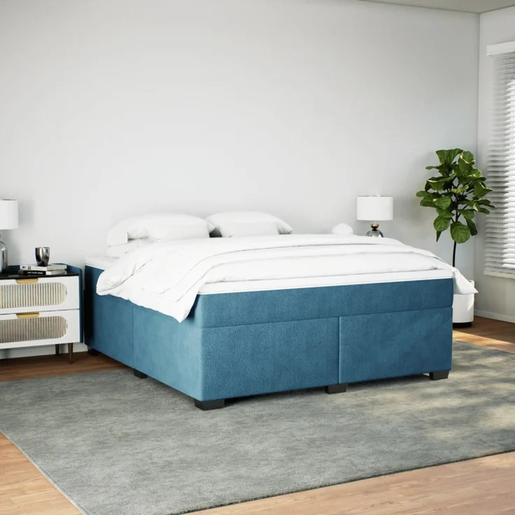 vidaXL Boxspringbett mit Matratze Dunkelblau 180x200 cm Samt 3285303 – Bild 3