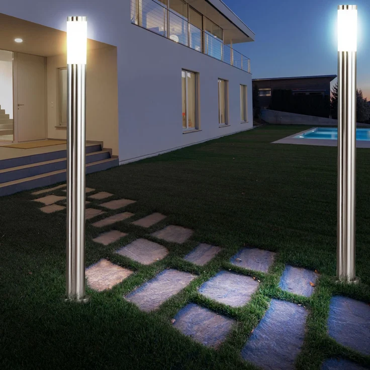 2er Set LED Edelstahl Stehleuchten für den den Garten BOSTON – Bild 3