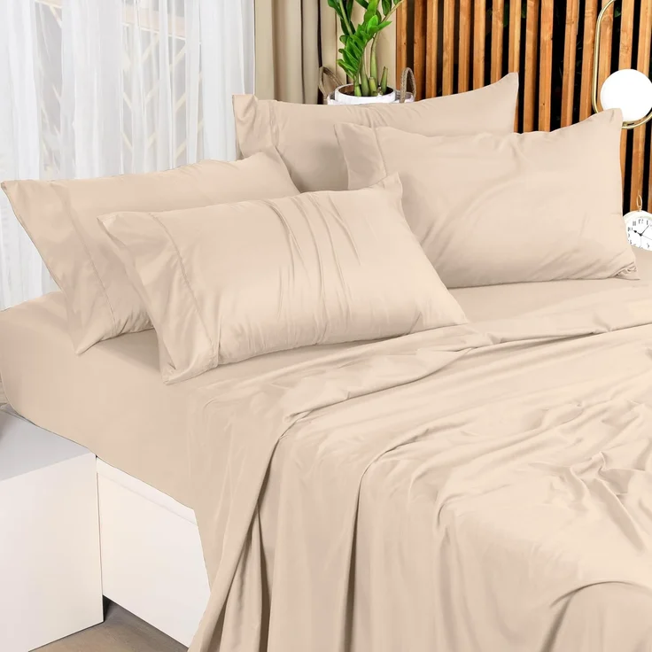 Utopia Bedding Bettwäsche-Set für King-Size-Bett, 4-teilig, gebürstete Mikrofaser, schrumpft und lichtbeständig, pflegeleicht (King-Size-Bett, Beige) – Bild 5