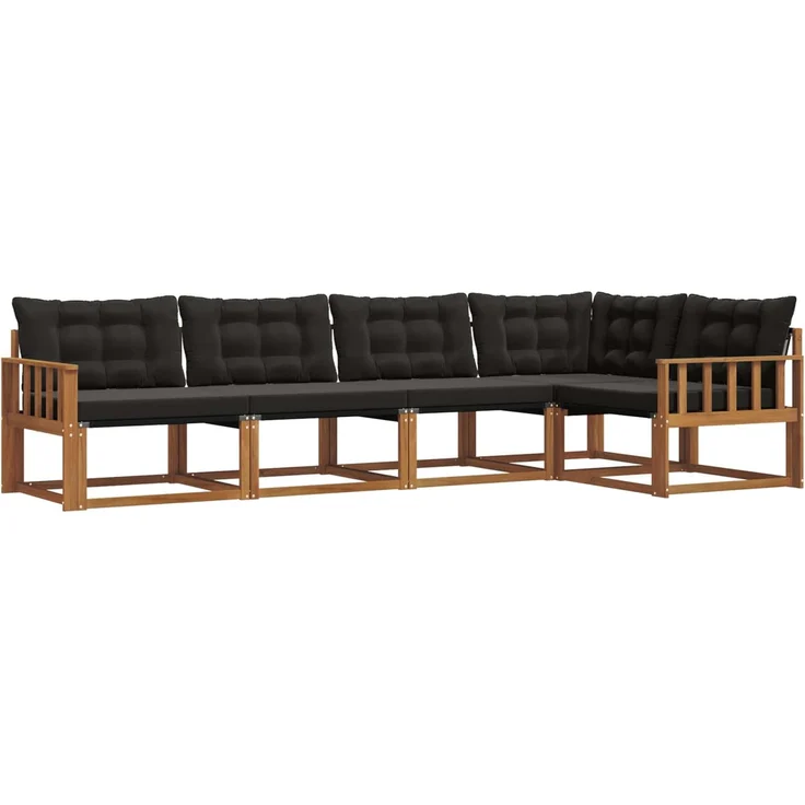 vidaXL Outdoor-Sofagarnitur 5 stk. 5-Sitzer Natur und Schwarz 3369455 – Bild 2