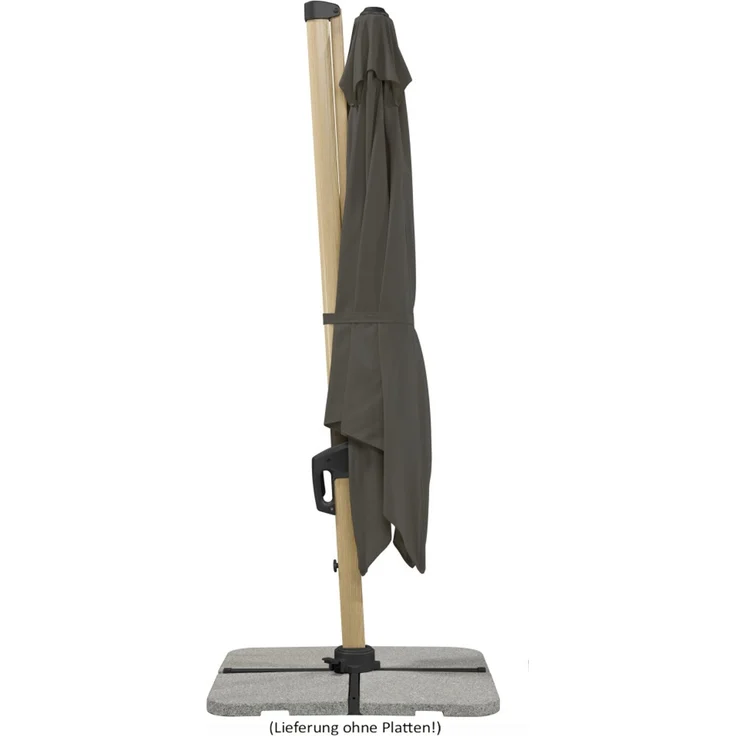 Schneider Schirme Ampelschirm, Rhodos Woody, Anthrazit / Holz, 3x3 m – Bild 3