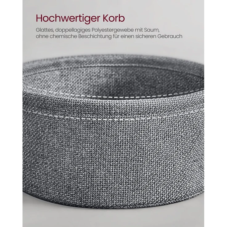 VASAGLE Beistelltisch mit Korb aus Stoff, Holzspanplatte, Ø 45x50 cm, Taubengrau / Schiefergrau, mit Ladestation – Bild 4
