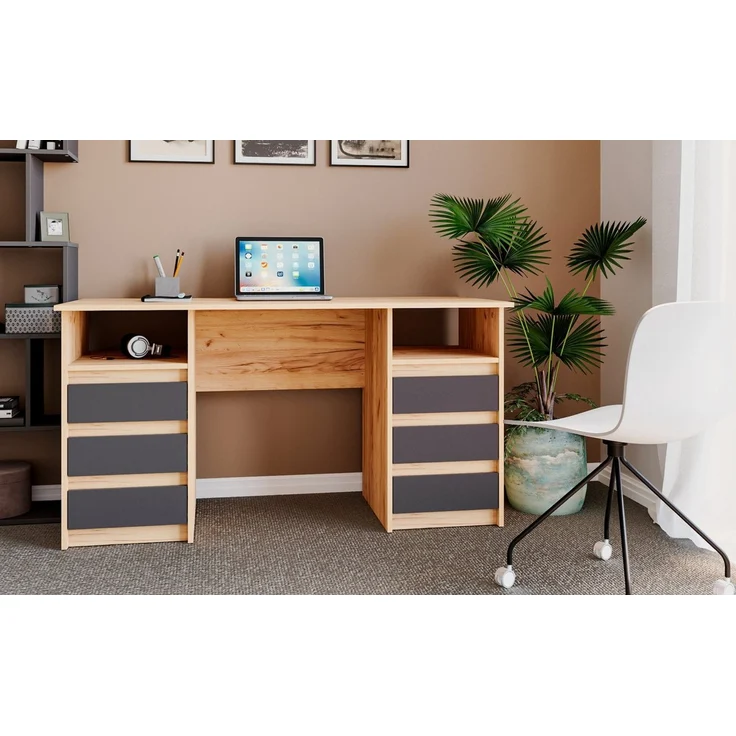KOMTO Schreibtisch Oslo 140 Schreibtisch mit Schubladen Moderner Bürotisch, Computertisch Arbeitstisch PC-Tisch Kinderschreibtisch 140 x 60 x 74 cm – Bild 1