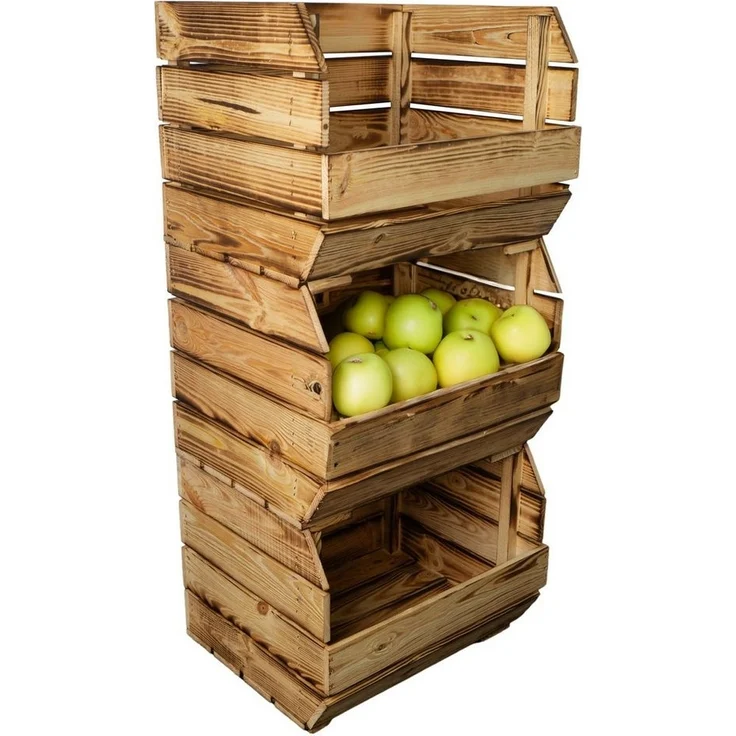 Kistenkolli Altes Land Allzweckkiste Küchenregal 40x33x30 cm in geflammt Gemüsekiste Obsthorde Gemüsekorb (Spar-Set, 1er Set) – Bild 1
