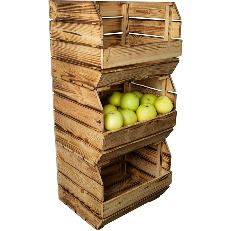 Kistenkolli Altes Land Allzweckkiste Küchenregal 40x33x30 cm in geflammt Gemüsekiste Obsthorde Gemüsekorb (Spar-Set, 1er Set)