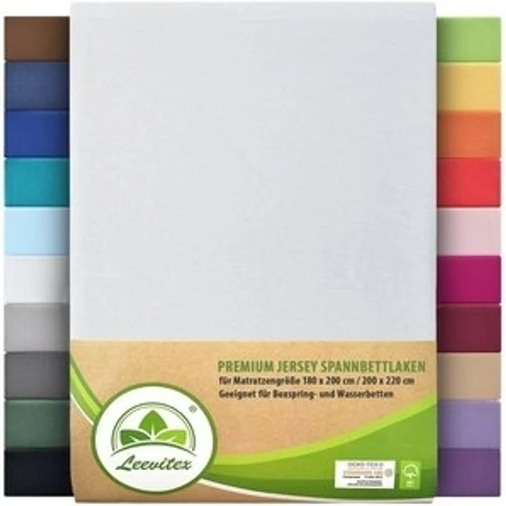 leevitex® Spannbettlaken Premium 195, Gummizug: Rundum, blickdicht, Anti-Pilling, 97% Baumwolle, 3% Elasthan, 40 cm Steg – Bild 6