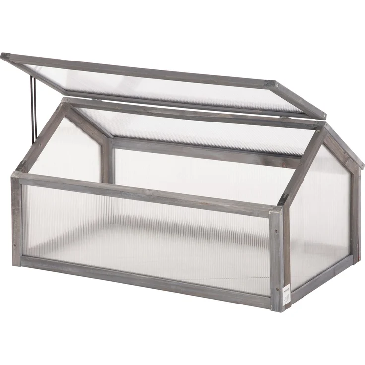 MELAYR, Mini-Gewächshaus, Kompaktes Pflanzenhaus aus Holz, Polycarbonat-Platten, 90 x 52 x 49.5 cm, Grau – Bild 1