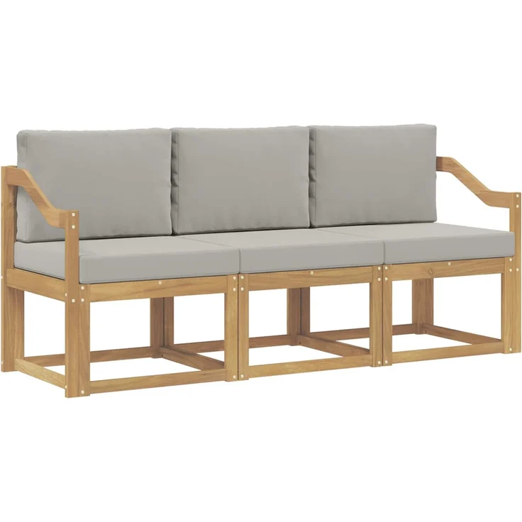 vidaXL Outdoor-Sofagarnitur 3 stk. Weiß und Hellgrau Polyester 3387190 – Bild 2
