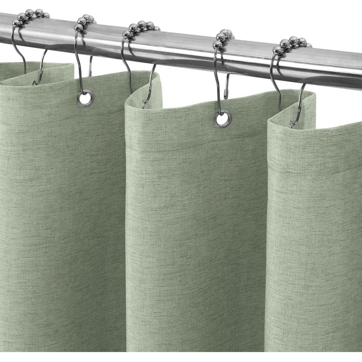 Duschvorhang Leinen Metallringe Stoff Wasserdicht Bad Vorhang 92x182cm