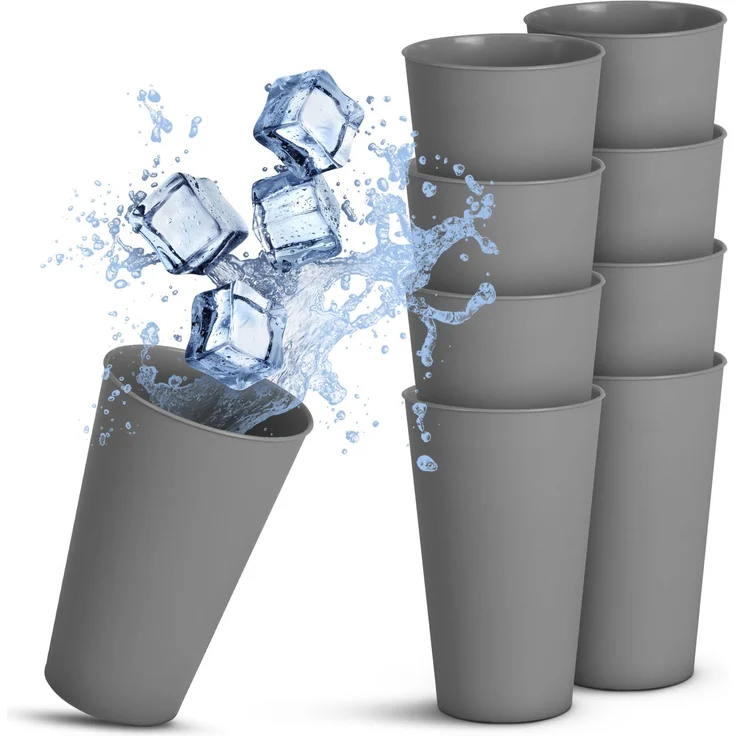 Becher Kunststoff - Mehrweg Grau 0,4L 8er-Pack – Bild 1