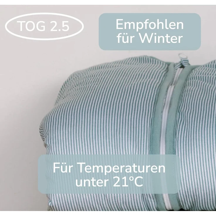 molis&co - Baby schlafsack mit Füßen - Ideal für den Winter - Babyschlafsack mit Beinen 2,5 tog - 100% Baumwolle (Oeko-TEX 100), Premium Qualität - Blue Surf (100 cm) – Bild 4