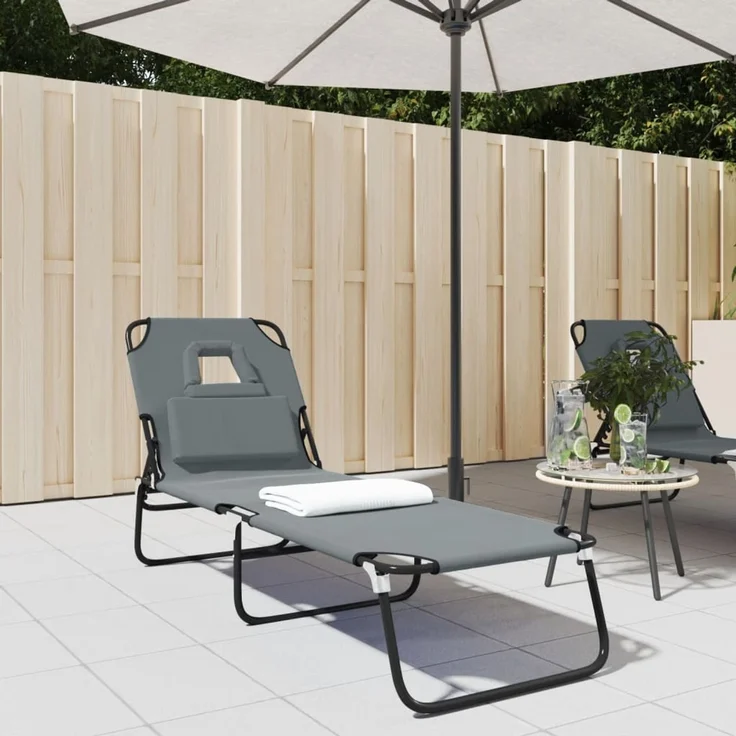 Sonnenliege Klappbar, Gartenliege Oxford-Gewebe & Pulverbeschichteter Stahl – Bild 1
