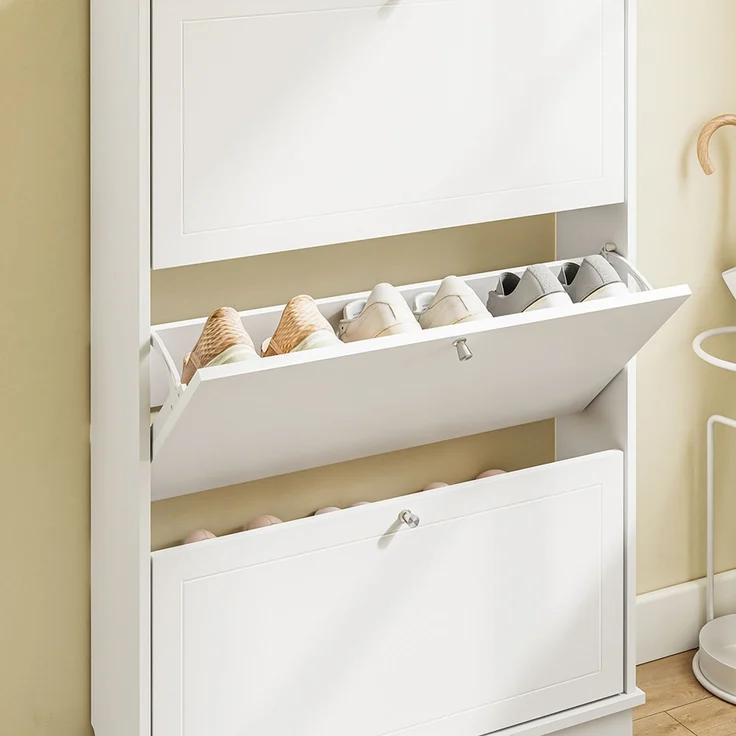 SoBuy FSR215-W Schuhschrank, MDF, Lackiert, Weiß, 76 x 113 x 18 cm – Bild 10