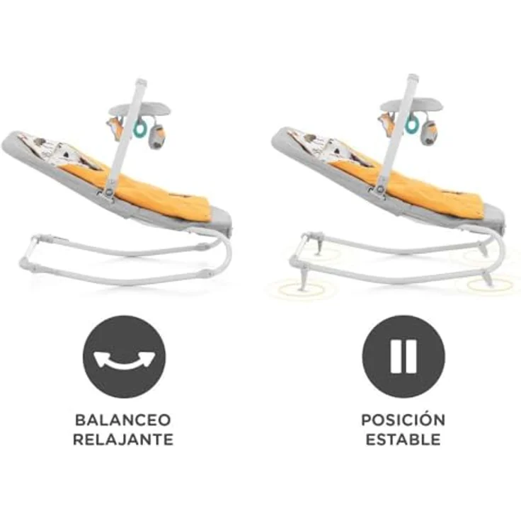 KinderKraft Felio 2 Babywippe, Wippe und Schaukel mit 8 Melodien, beruhigenden Vibrationen und Moskitonetz, Forest Yellow – Bild 4