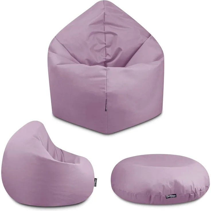 BuBiBag - 2in1 Sitzsack Bodenkissen - Outdoor Sitzsäcke Indoor Beanbag, Puderflieder, Ø 100,0 cm