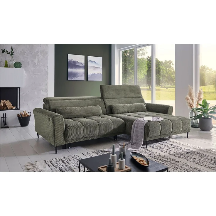 Komfort-Wohnlandschaft Lilly / Logan, Cord, Grün, 277 x 108 x 179 cm – Bild 4