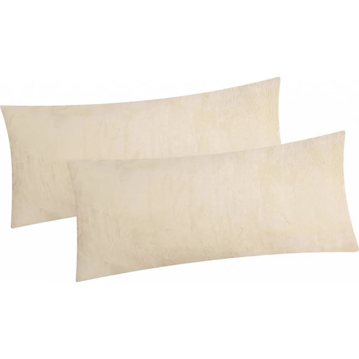 Heubergshop Kissenbezug, (2 Stück), 2er Set Fleece 40x80cm Winter - Ecru - flauschig weich Kissenhülle – Bild 3