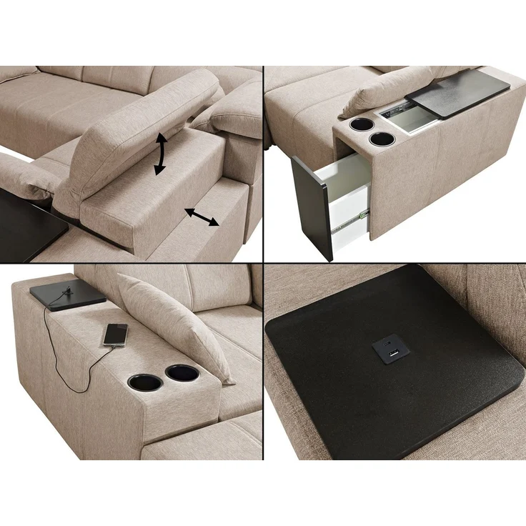 Möbel für Dich Ecksofa MINDY 3 Relax mit ausfahrbarer Fußstütze, mit Sitztiefenverstellung, USB, Minibar, Schlaffunktion, Bettkasten – Bild 3