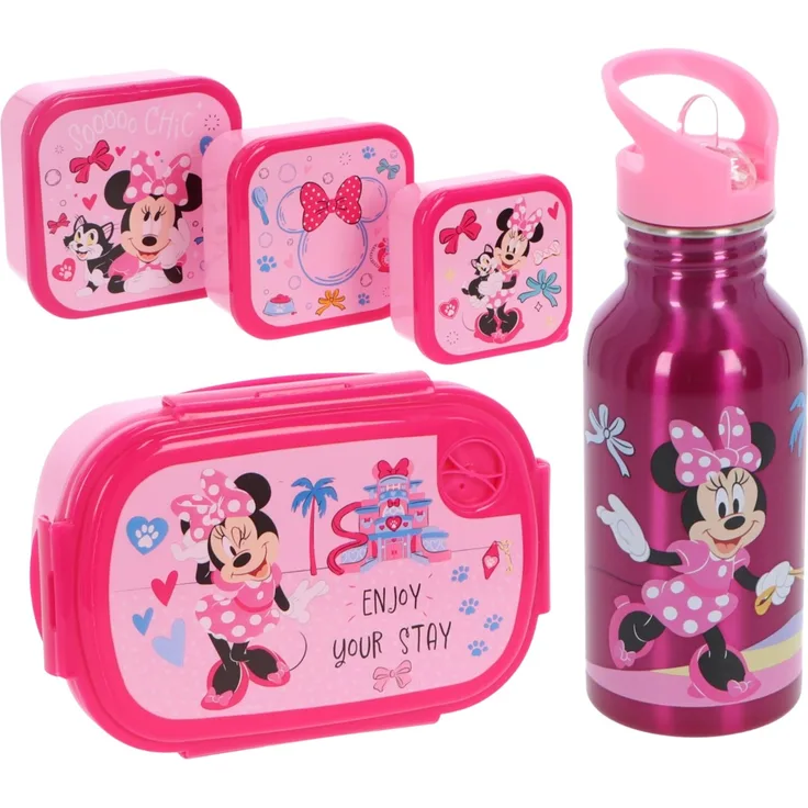 Disney Minnie Mouse Lunchpaket 5-tlg. Brotdose Trinkflasche Snackbox