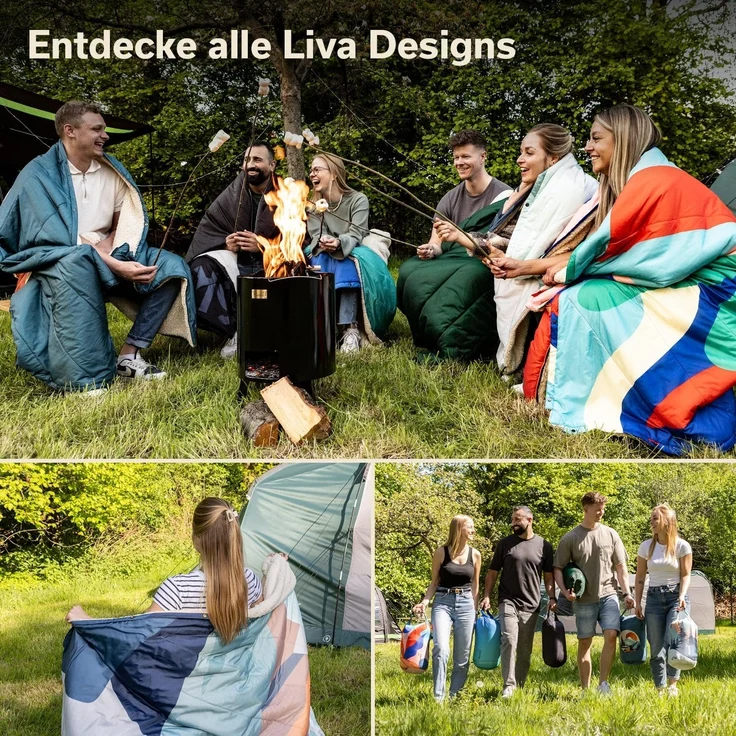 Skandika Deckenschlafsack Campingdecke Liva, 4-in-1, Outdoor Decke, 200x135cm, Überwurf, Kissen, mit Teddyfell oder Nylon Unterseite, Polyester, wasserdicht – Bild 7
