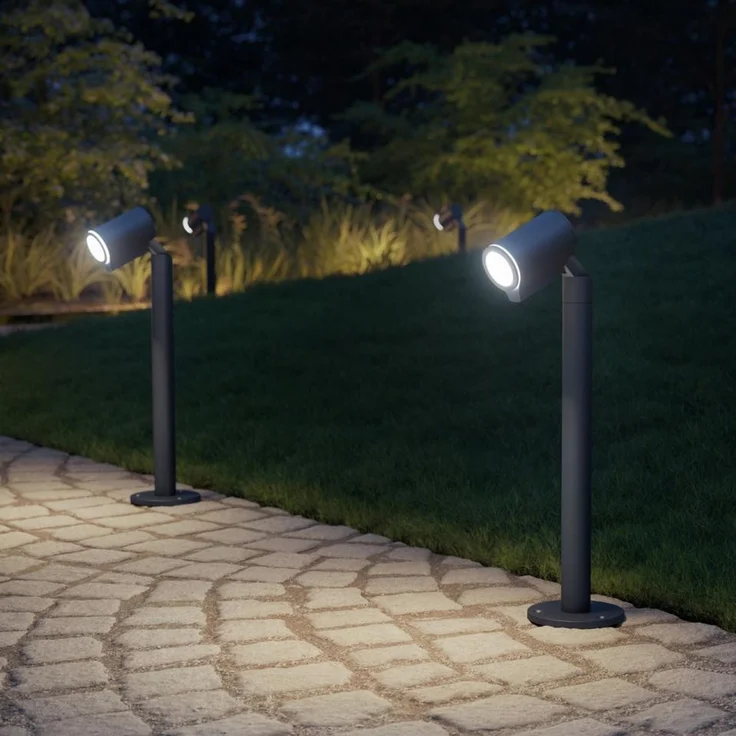 LED-Wegeleuchte Spot Way N, 7,86 W Pollerleuchte mit dämmerungsautomatik, inkl. GU10-Leuchtmittel, 512 lm, Aluminium, IP44 – Bild 2