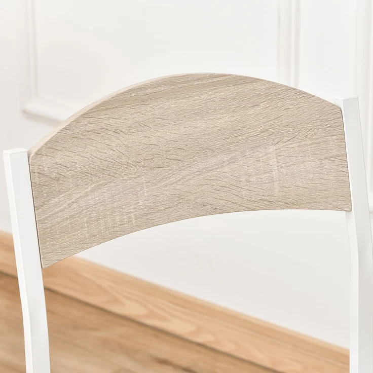 MELAYR, Essgruppe 5-teilig Esstisch Set mit Holzmaserung MDF und Metall in Grau und Weiß, 100 x 63 x 76.5 cm, Hellgrau – Bild 6