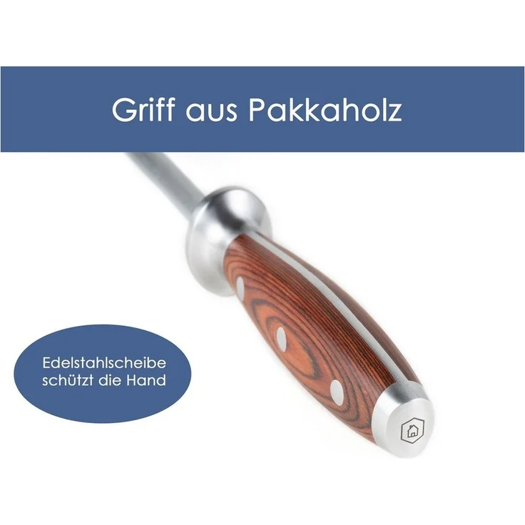 Hanseküche Wetzstahl Premium Wetzstahl Messerschärfer aus Spezialstahl, Schleifstahl, Pakkaholz – Bild 2
