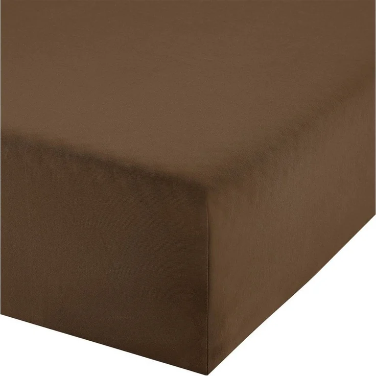 Erwin Müller 'Freising' Spannbettlaken, Gummizug: Rundumgummi, 1 Stück, Elasthan-Jersey-Stretch Uni, Dunkelbraun, Boxspringbett - 120x200 cm - 130x220 cm – Bild 1