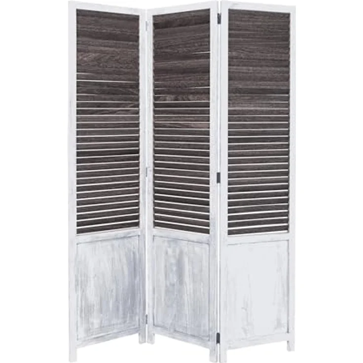 Homestyle4u Paravent, 3-teiliger Raumteiler aus Holz, Weiß, 120x170 cm, Vintage-Look, zusammenklappbar – Bild 6