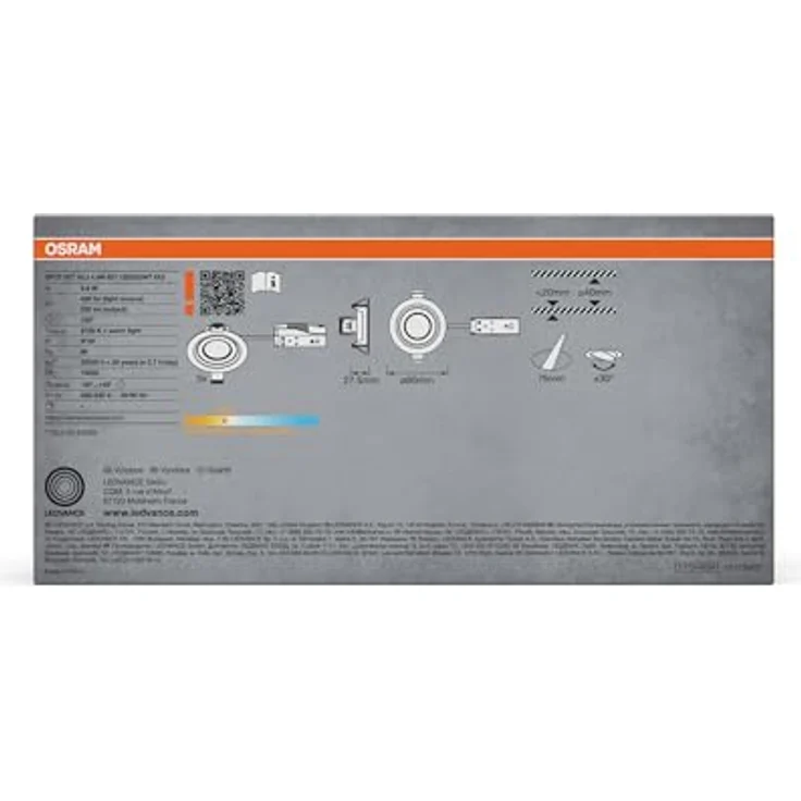 Osram Spot Set LED Einbaustrahler, 4,9W, 220lm, 2700K, Ø90mm Deckenspot, 120°, Weiß, schwenkbar, 3er-Set – Bild 4