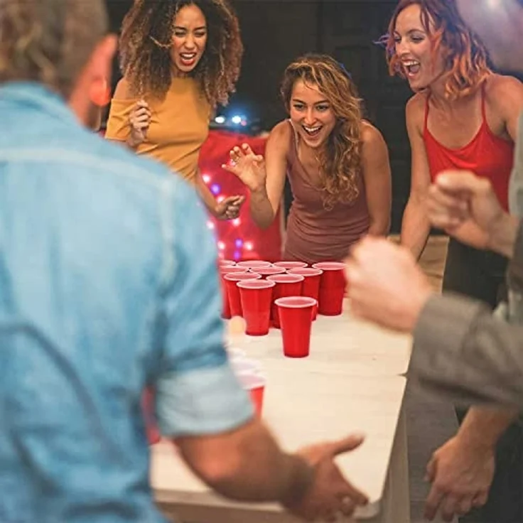 Goods+Gadgets Becher Wiederverwendbare Partybecher 50er Set – Dickwandige Beer Pong Becher, 100-tlg, Plastikbecher, Trinkbecher Getränkebecher – Bild 5