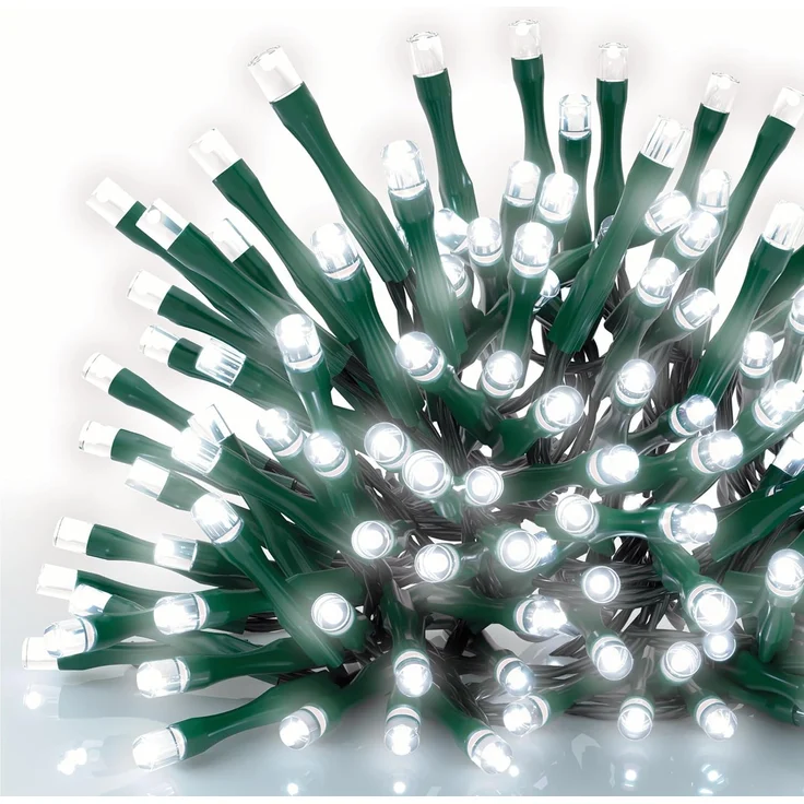 EMOS LED-Lichterkette kaltweiß für Innen und Außen, 18m lange IP44 Weihnachtslichterkette mit 180 LEDs + 5m Zuleitung und Netzteil, 8 Modi und 6h Timer Funktion, für Party, Weihnachten, Deko
