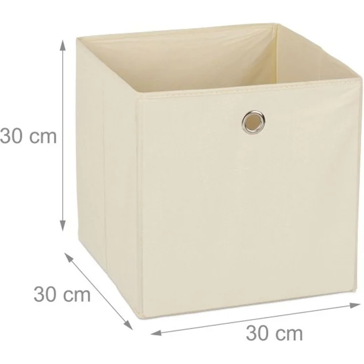 Relaxdays 4 x Aufbewahrungsbox Stoff beige – Bild 4