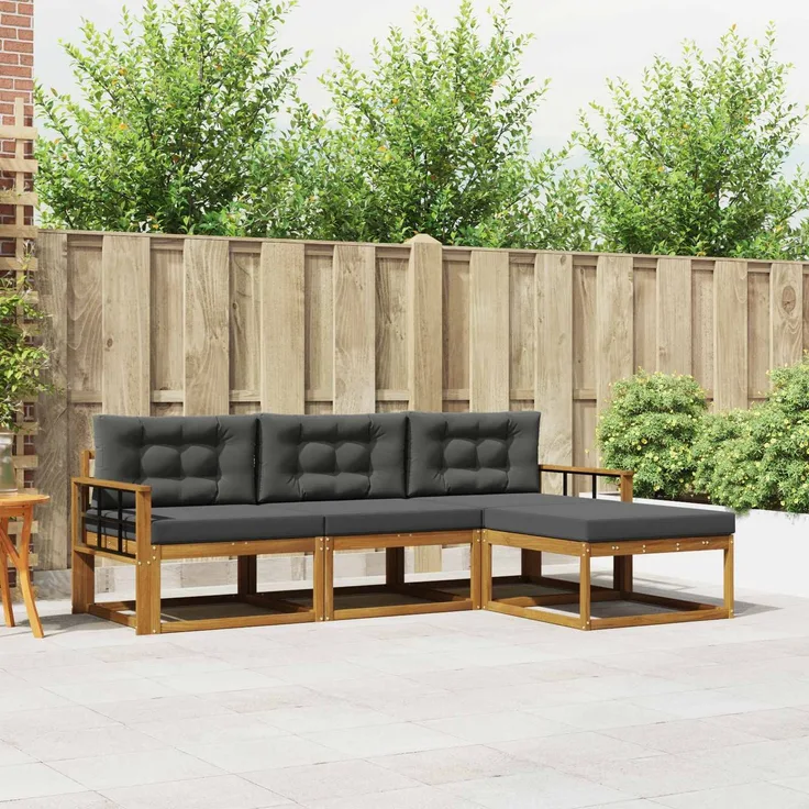 vidaXL Outdoor-Sofagarnitur 4 stk. 4-Sitzer Natur und Anthrazit 3367415