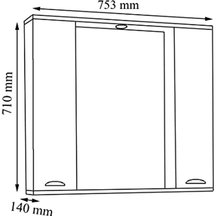 MID.YOU Spiegelschrank, Weiß, Metall, 4 Fächer, 75x71x14 cm, mit Drehtüren – Bild 3