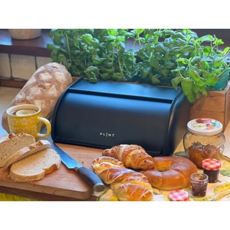 LS-LebenStil Brotkasten Vintage Brotbox 34cm Metall Retro Brot Aufbewahrung Brotbehälter, Metall, (Roll-Deckel Küche Aufbewahrungskorb Lüftungslöcher, 1-tlg, Aufbewahrungsbox Nostalgie Brotkorb zum Frischhalten) – Bild 4