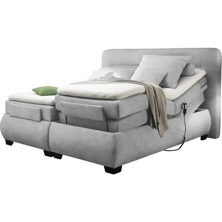 Boxspringbett EVOLUTION 3 Stoff silber inkl. Motor 180x200