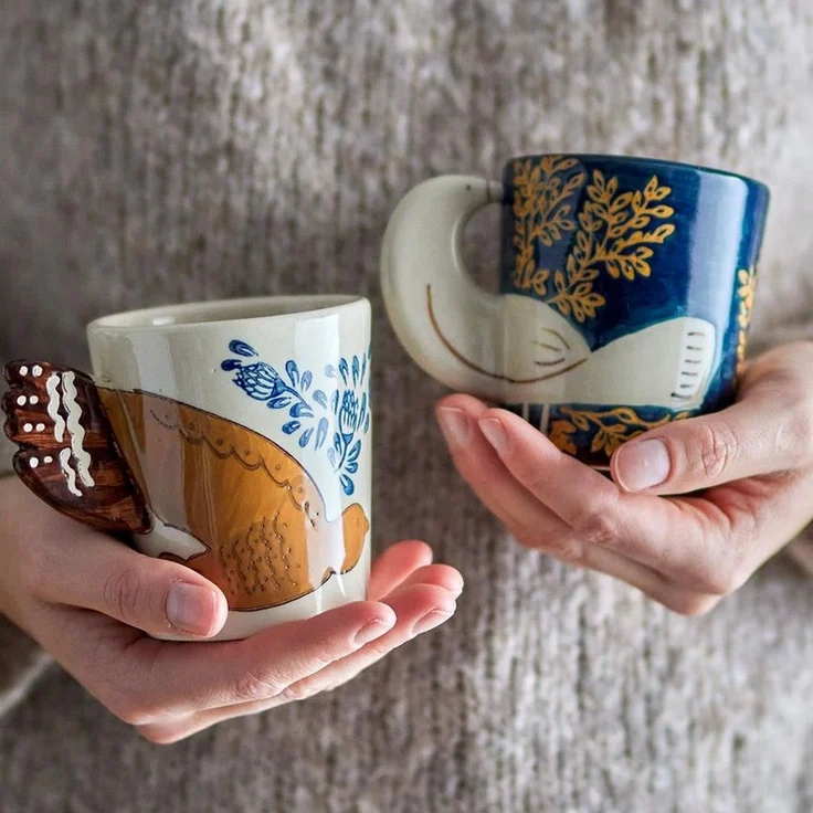 Bloomingville Tasse Hezha Tasse aus Steingut natur, Höhe 9cm – Bild 2